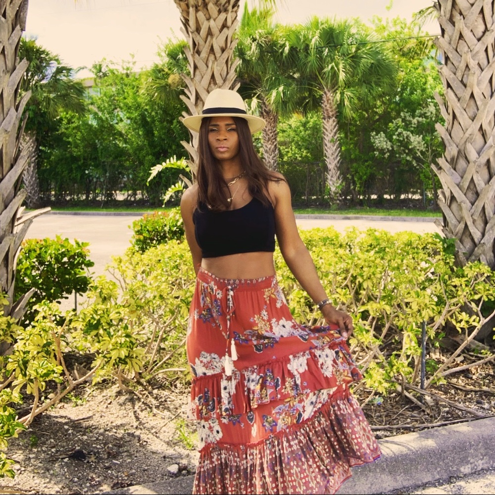 Tier Ruffle Maxi Skirt with smocked waist tie!